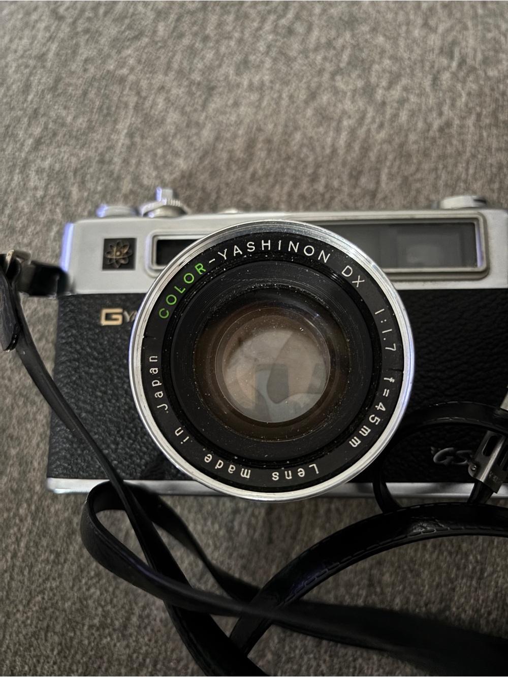 Non Working Yashica Color-Yashinon DX 45mm Lens in Black and Silver-